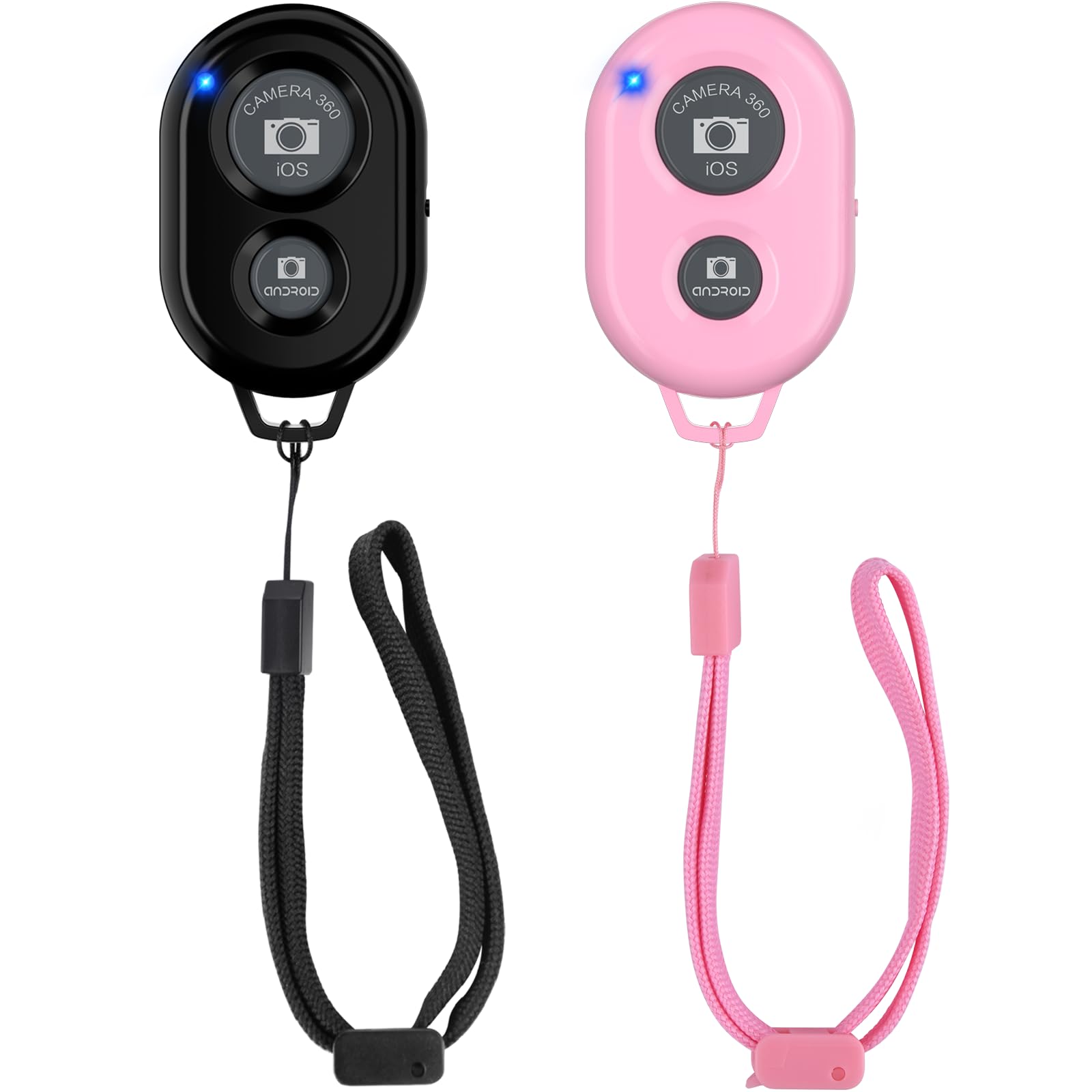 Wireless Camera Remote Shutter for Smartphones (2 Pack), Zttopo Wireless Phone Camera Remote Control Compatible with iPhone/Android Cell Phone - Wrist Strap Included Black&Pink