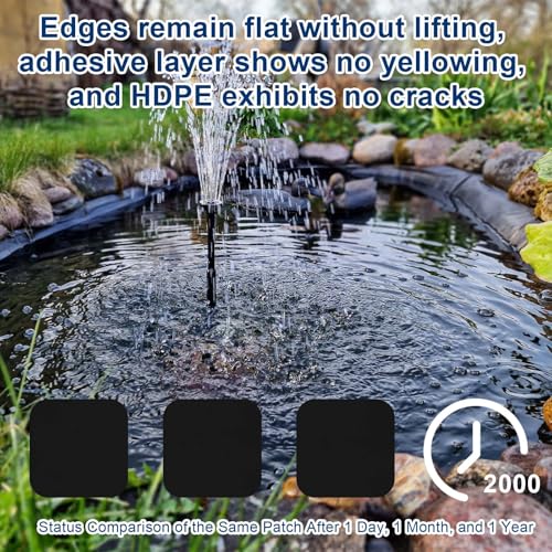 Incycall Teichfolien-Reparatur-Set - 21x21cm HDPE-Butylgummi-Patches - Wasserdicht für DIY, Flüssige Teichfolie & EPDM/HPDE-Foliennähte (2 Stück)