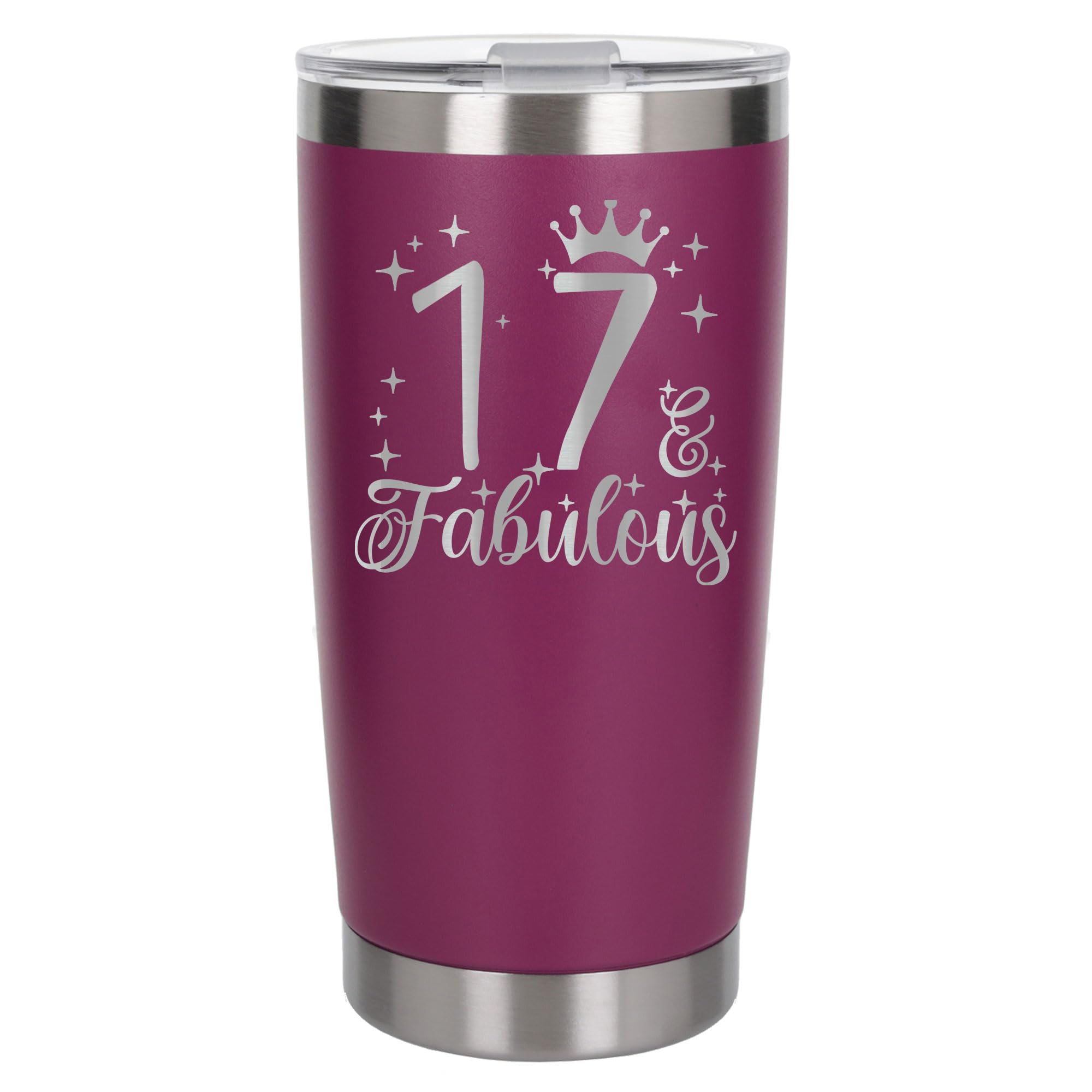 Always Looking Good 17th Birthday Gift 17 & Fabulous Engraved Insulated Travel Mug Gift for Her Present for 17 Year Old Dark Pink Thermal Coffee Flask Travel Mugs with Lids