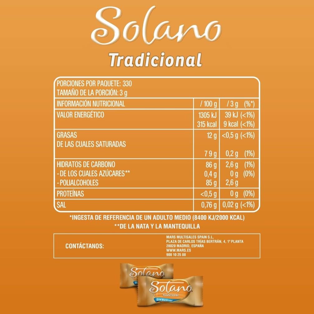 Solano Caramelo Cremoso Sabor Tradicional Sin Azúcar 1kg