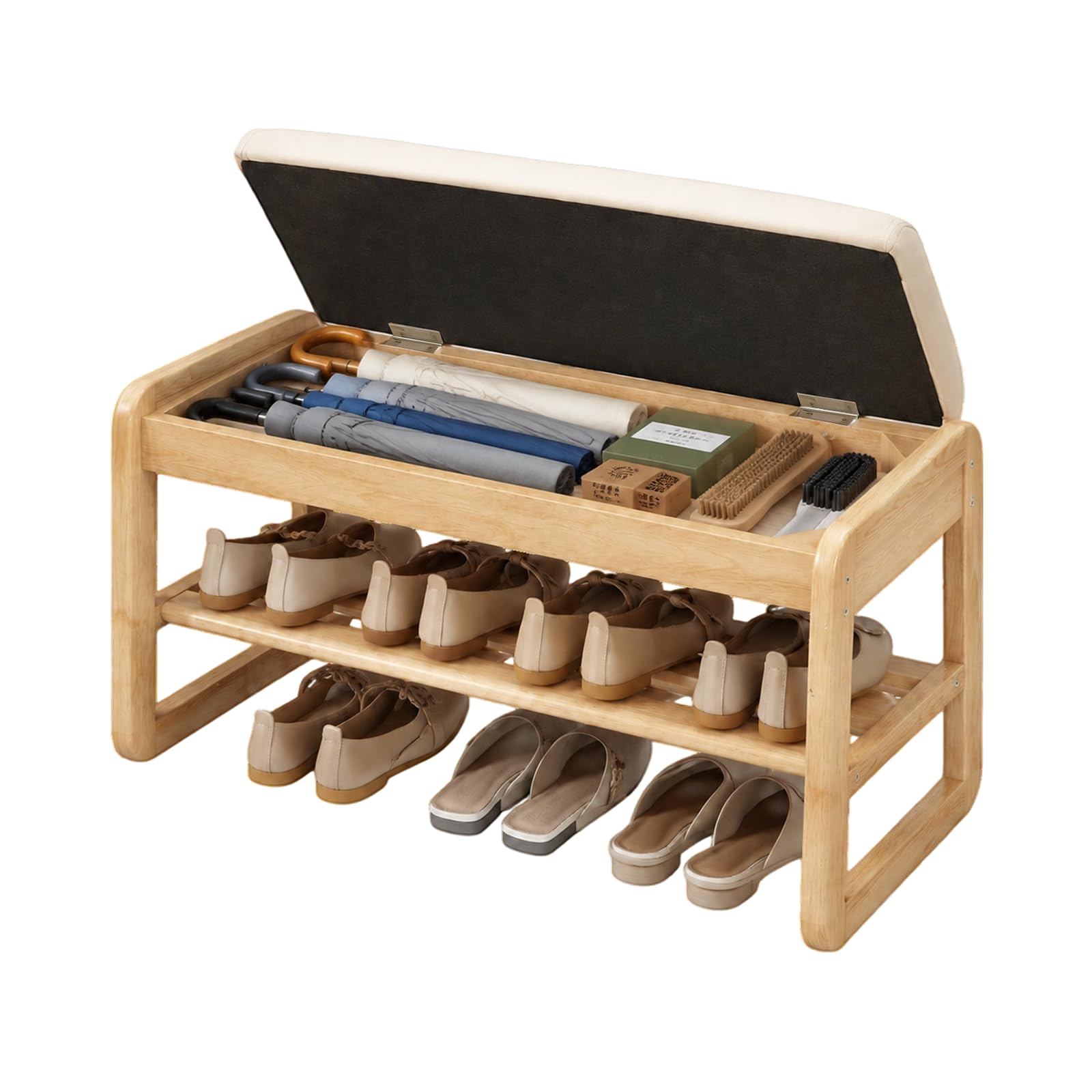 Guiwuiyu 2-Tier Wood Shoe Bench with Storage