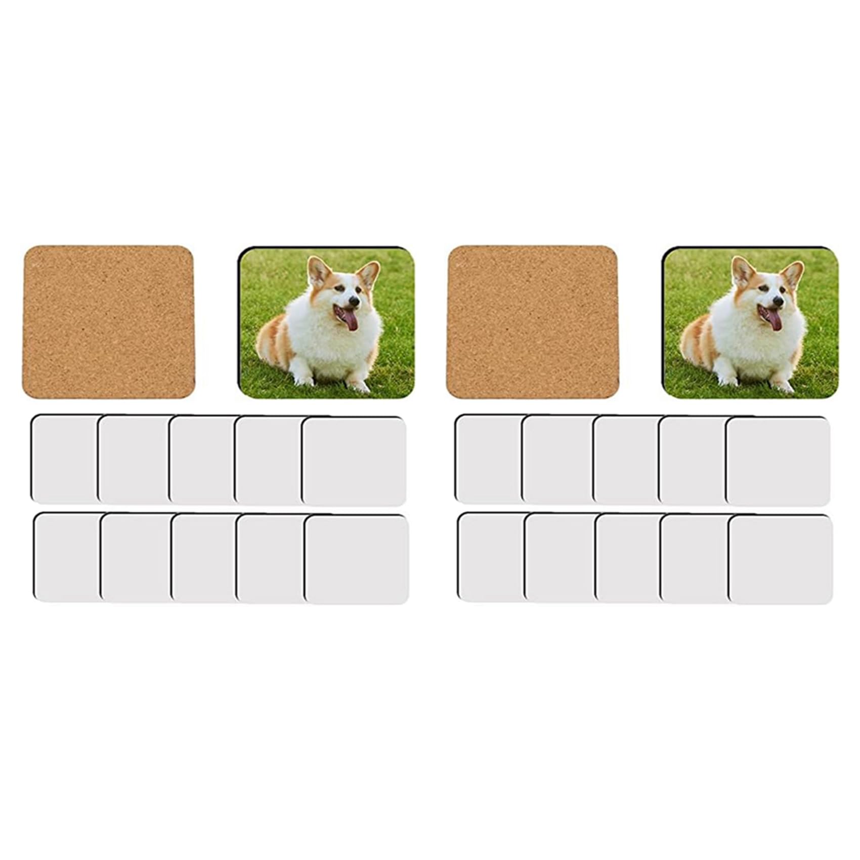 Hndhbfgrt 24 Pcs Sublimation Square Coaster Blanks Bulk MDF Blanks Hardboard Cork Coasters Blank MDF Cork Coasters