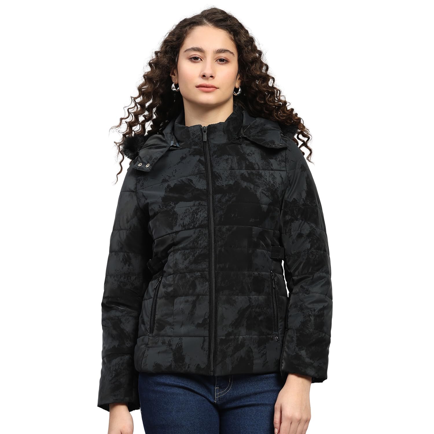 Womens Regular Fit Printed Hooded Zipper Full Sleeve Winter Jacket Women Winter Jacket | Stylish Zipper Jacket | Casual Winter Wear For Women's (Pack Of 1)