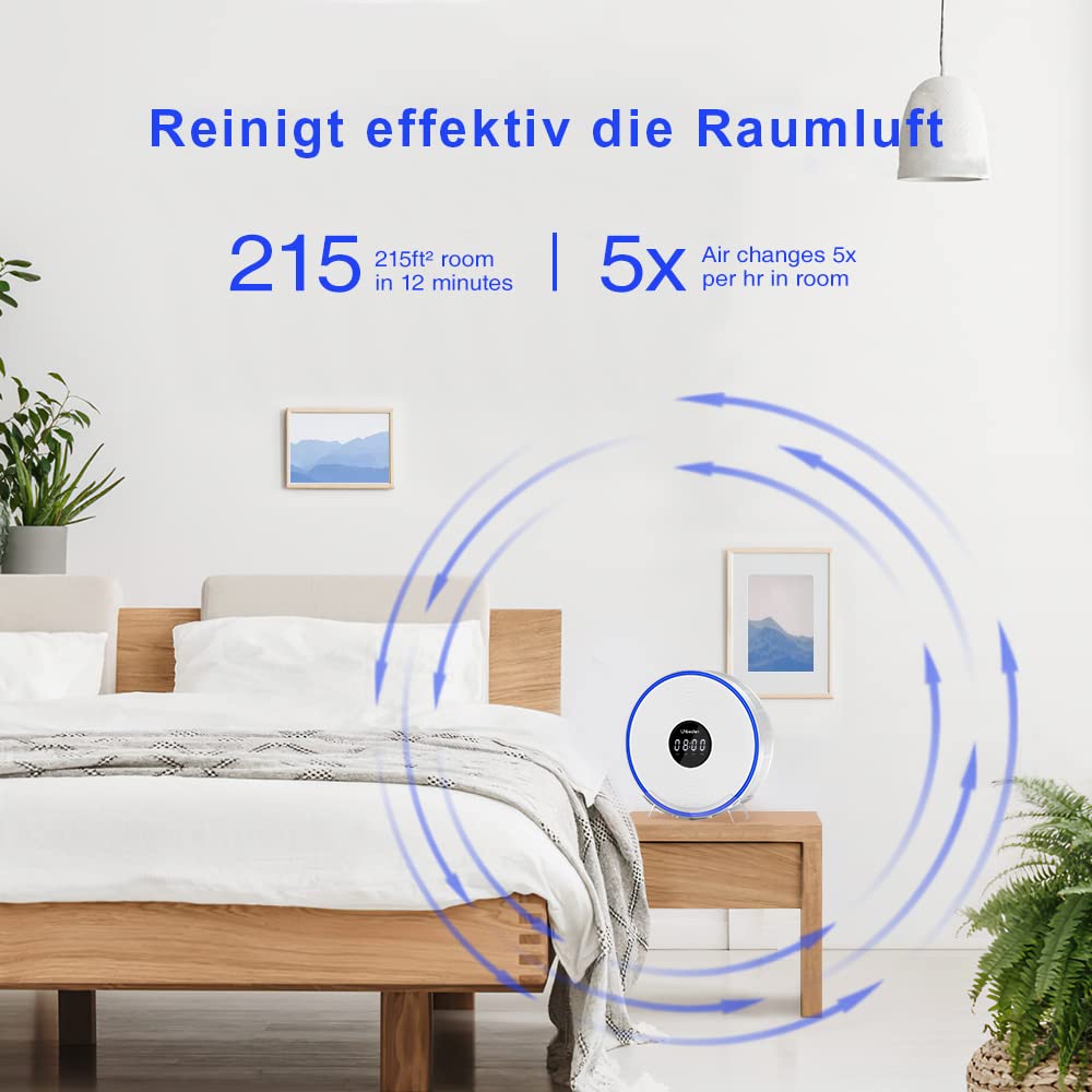 Oczyszczacz powietrza, UNbeaten Air Purifier z filtrem HEPA, H13, do mieszkania do 55 m², filtr powietrza o wydajności filtra 99,97%, przeciwko dymowi, kurzowi, zapachom, pyłkom, alergenom, biały