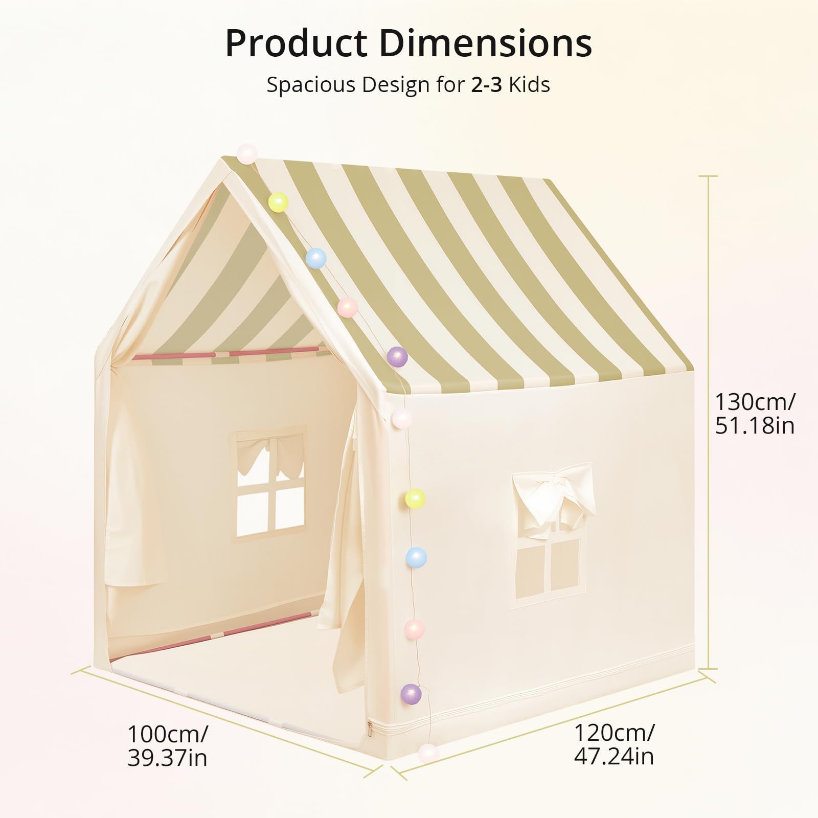 Anbte Tenda per bambini con luci, casetta giocattolo per bambini, spaziosa e portatile, per interni ed esterni, tenda da gioco per bambini a partire dai 3 anni, facile da montare, asta in metallo