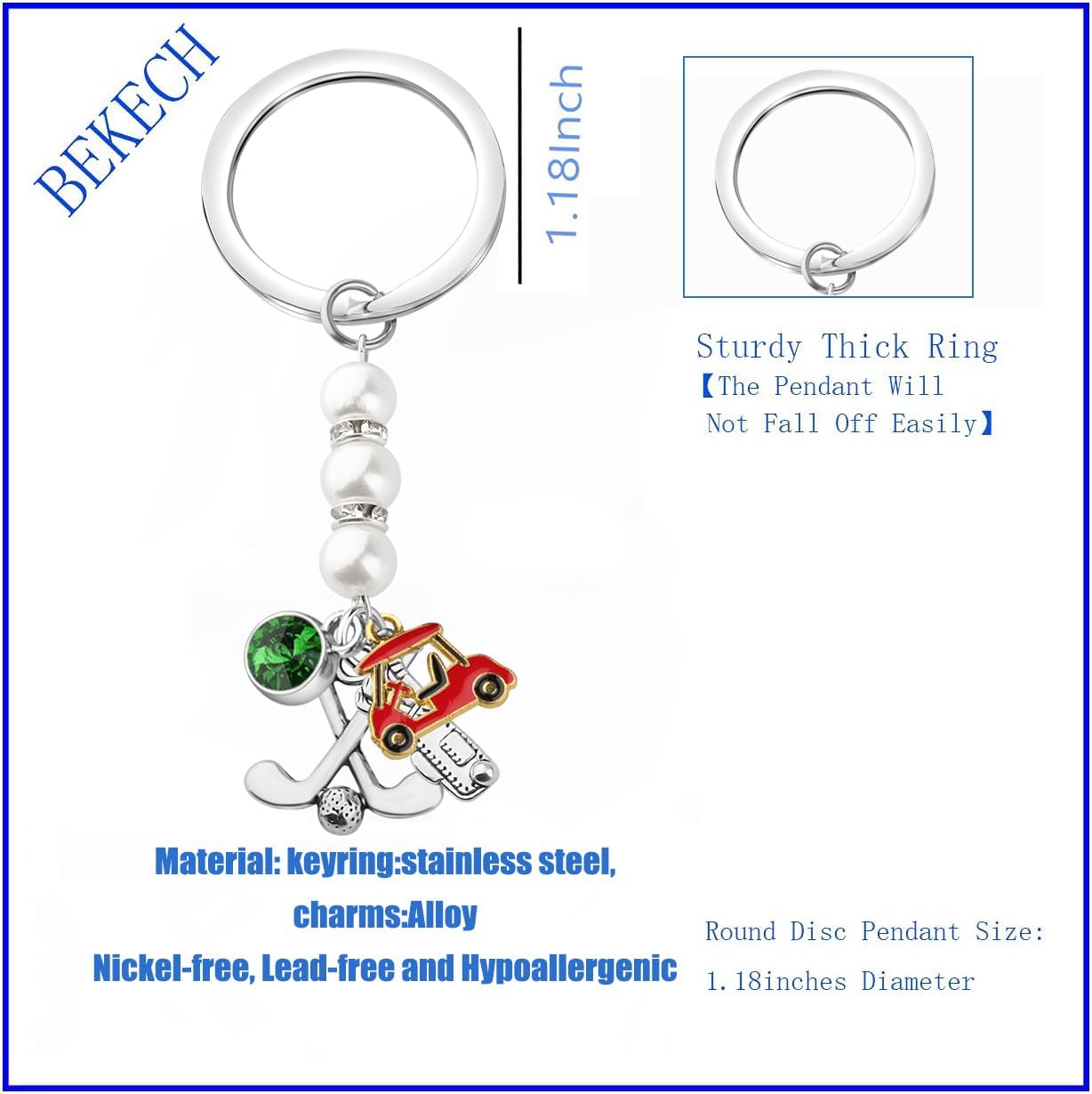BEKECH Golf Charms Keychain Purse Charms Key Ring Golfers Players Coaches Athletes Sports Golfing Jewelry Golf Lover Gifts - Image 2