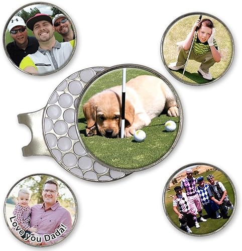 Indiana Metal Craft Marcador de pelota de golf con clip magnético para sombrero con foto o logotipo personalizado (1 x 1.25 pulgadas)
