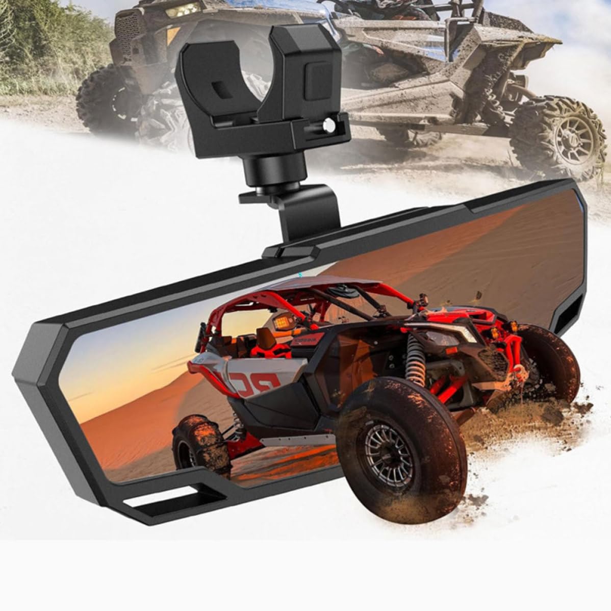 DOITOOL Rétroviseur de Vtt Multifonctionnel en Abs Noir, Résistant aux Environnements Difficiles, pour Atv et Utv, Design Simple et Pratique pour Angles Morts