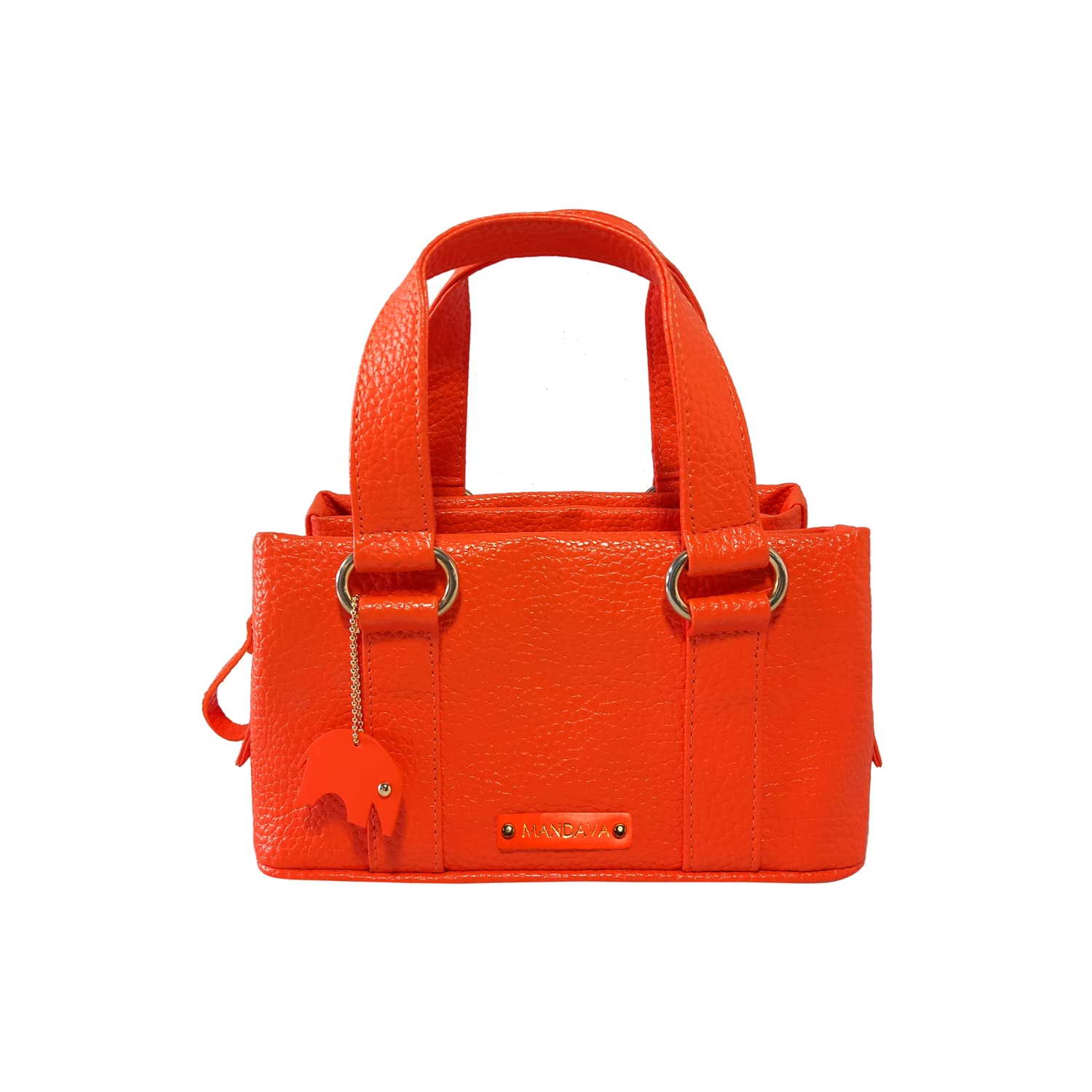 MANDAVA Womens PU Leather Mini Handbag, Top Handle Small Satchel Bag for Ladies (Orange) (B0BQYJX1NB) Amazon Price History, Amazon Price Tracker