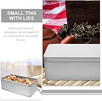 Vista 8 de Caja de lata de metal,Tapa con bisagras de metal,Contenedores de almacenamiento de hojalata vacíos rectangulares con tapas,Plata