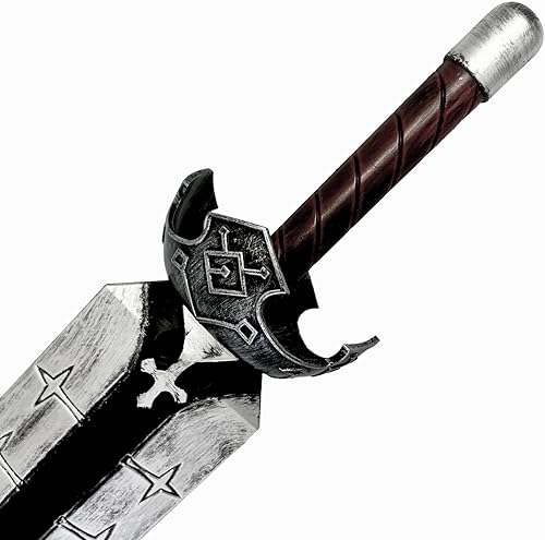 Miniatura 4 de ASTA DRAINA Fantasía de 39.5 pulgadas, Espada de espuma negra con protector de mano de plástico, perfecta para juegos de rol de trébol, cosplay,