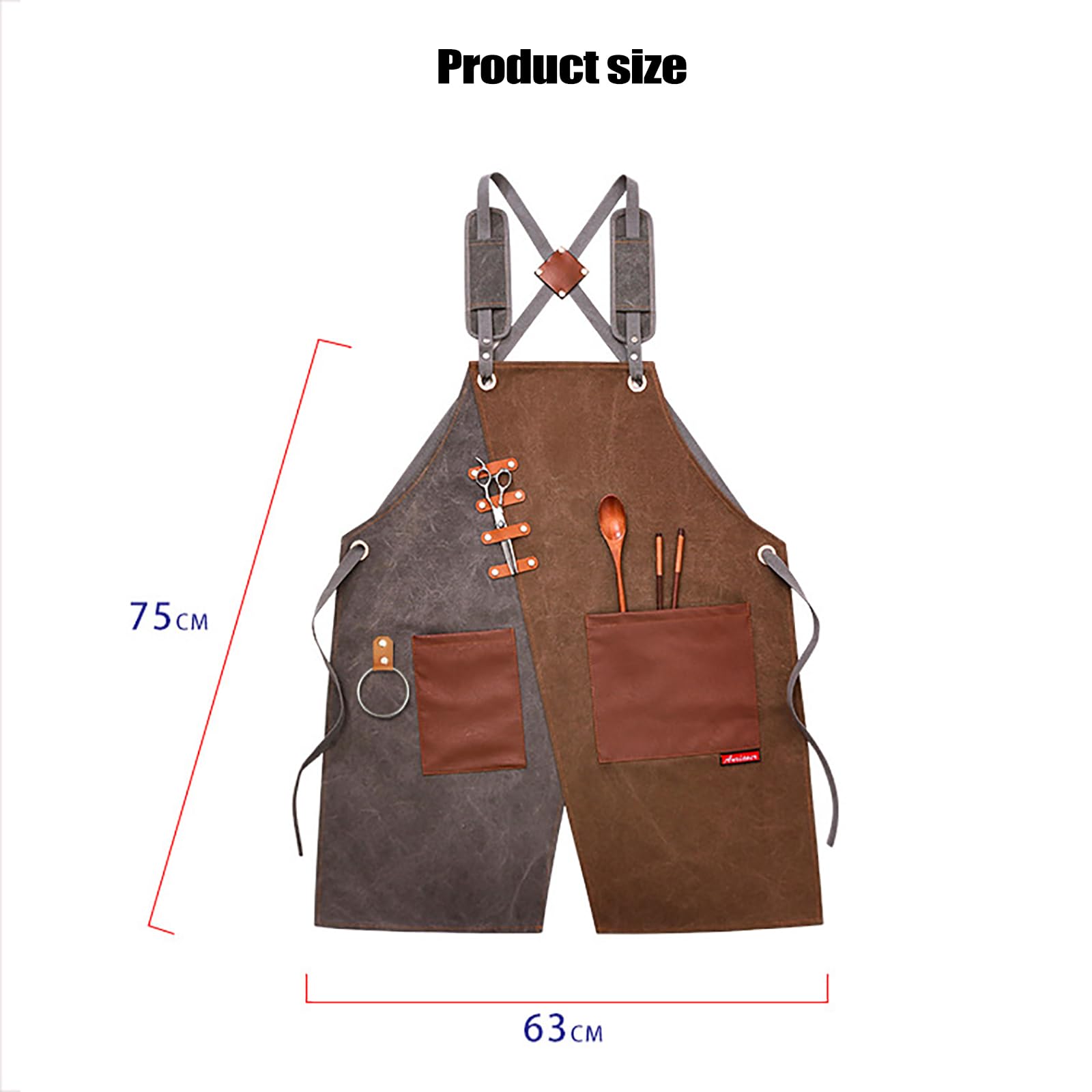 Fartuch Kuchenny Z Płótna, Regulowany, Krzyżowy Z Tyłu, Z Kieszeniami, Unisex, Do Gotowania, Grillowania I Pieczenia A,One Size