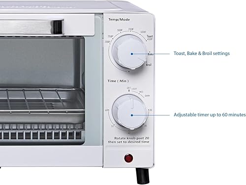 Miniatura 2 de Mainstay - Horno tostador combinado de electrodomésticos de cocina, se adapta a pizza de 9 pulgadas, capacidad de 4 rebanadas, circulación potente,