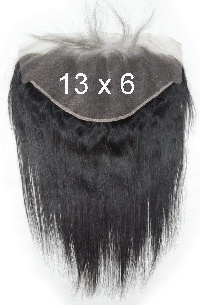 VoWigs Straight 13x6 Lace Frontal Closure Brazilian Human Virgin Hair Bleached Knots Full Lace Frontal Piece with Baby Hair for Black Women (16 inches, Straight)