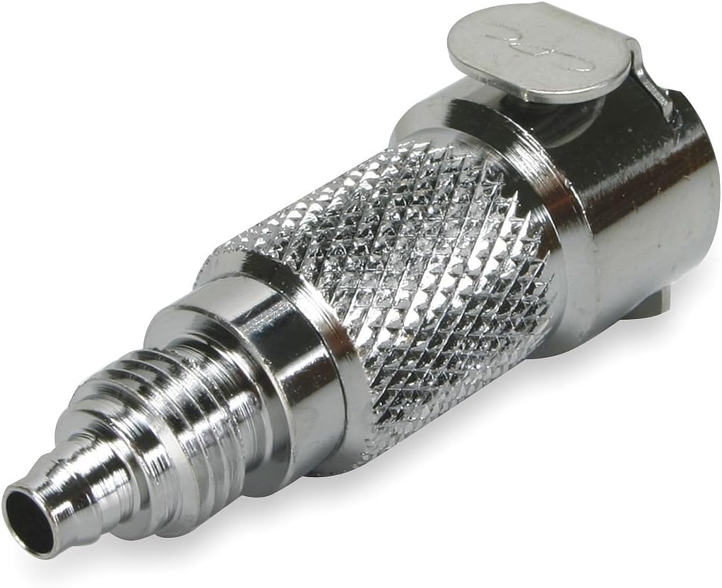1/4" Poly Tube Compression Fitting Valved In Line Body (female connector) - Chrome Plated Brass LC Series 1/4" Flow, Quick Disconnect Coupling, Colder Products Company