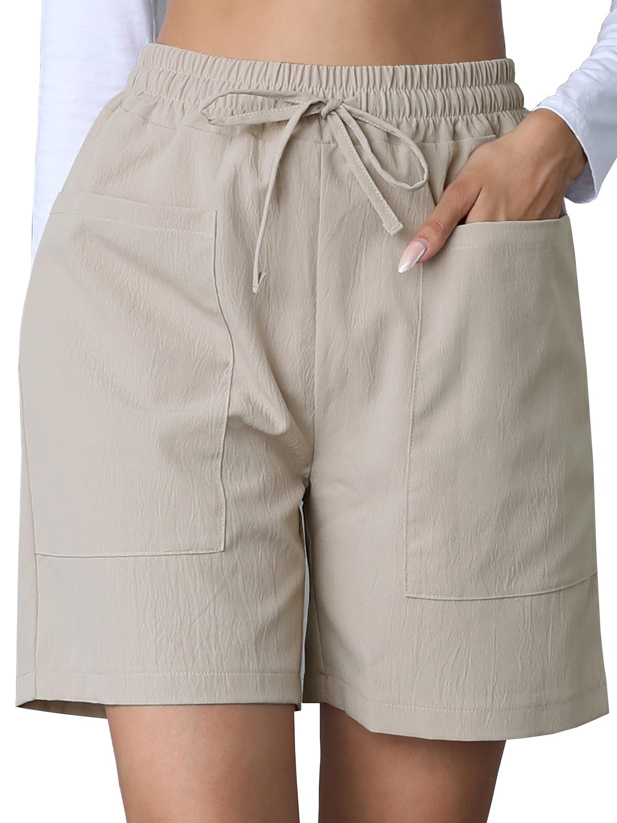 Vcindai Damen Sommer Shorts Kurz Hose Bermuda Short Sporthose mit Gummizug und Taschen