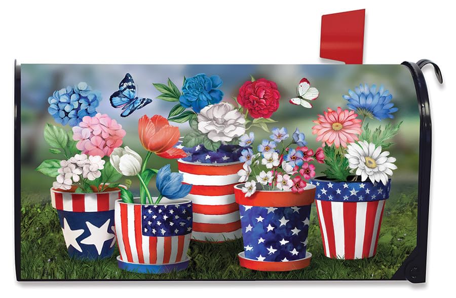 Couverture de boîte aux lettres magnétique America in Bloom pour décor d'été Briarwood Lane