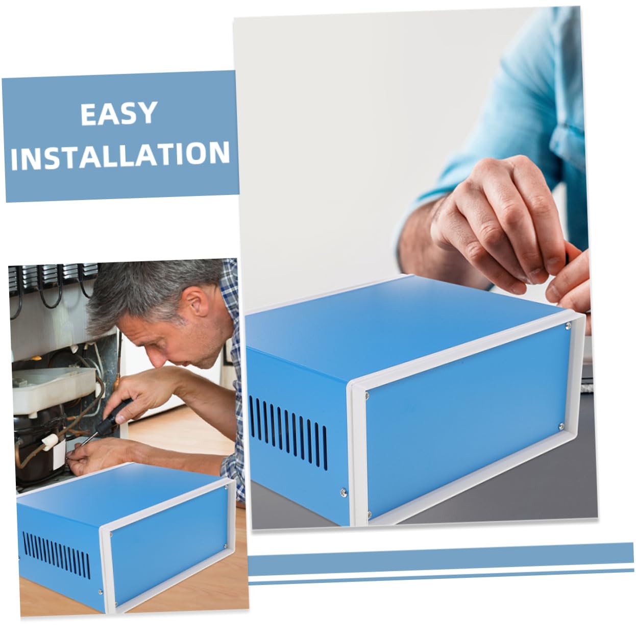 DOITOOL Boîtier Métallique Boîtes de Jonction Bleues pour Projets Électroniques Facile à Poser et Soulever Protection en Direct Adaptées aux Petits Terminaux et Stations de Métro