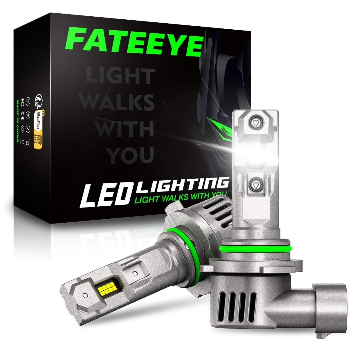 9005 Bulbs - Super Brightness 60000LM 6500K Bulb with Turbo Cooling Fan, 1:1 Size, Non-Polarity, Plug and Play, Pack of 2