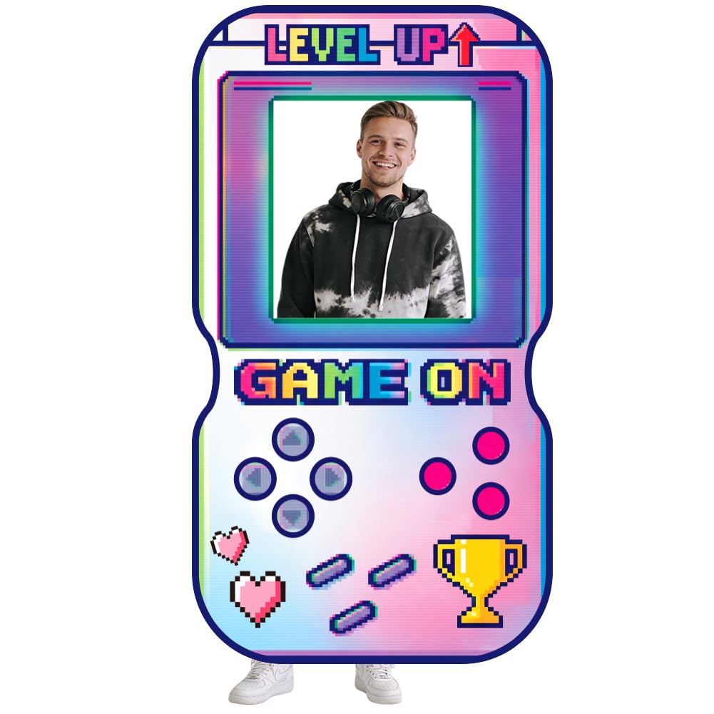 WADORN Handheld Game Console Decorations Backdrop, 6.6x3.6Ft Game Theme Party Banner Backdrops Gaming Neon Pixel Photography Background Photo Booth Props for Game Party Decors Supplies — image 1