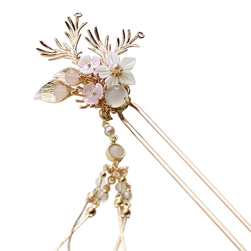 Yuri - Broche para el pelo, diseño de concha de perla, hecho a mano, estilo tradicional chino, latón para boda, Hanfu Cheongsam (cara hacia disponible en Yaxa Colombia