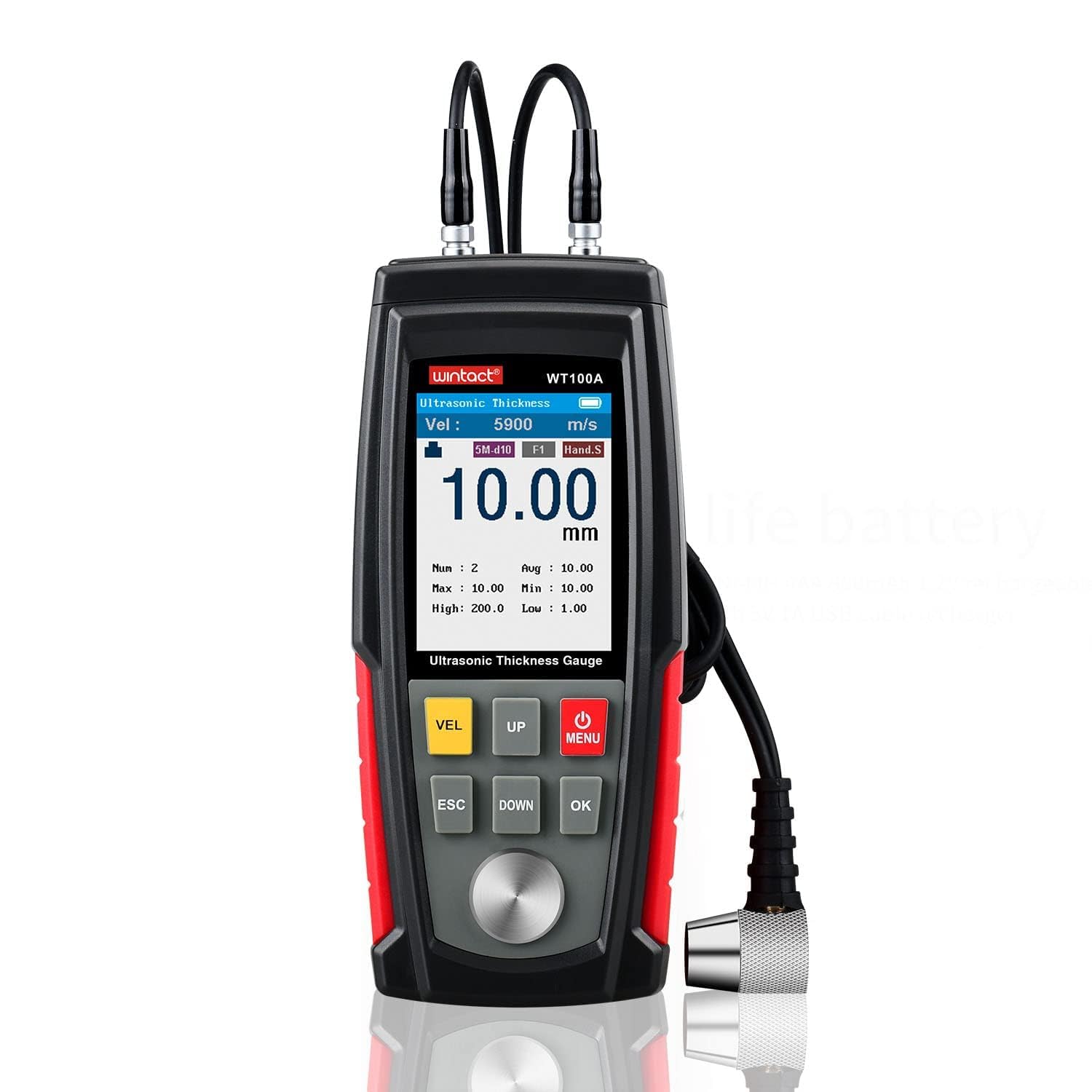 Wintact Digital Ultrasonic Thickness Gauge Tester Meter, Range 0.039 to 8.85 in with Probe for Measuring Metal and Nonmetal Materials, Steel, Silver, Plastic, Glass, PVC, Pipes-image-30