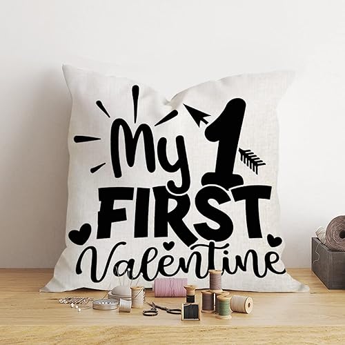 Miniatura 2 de Funda de almohada con texto en inglés My First Valentine romántica funda de cojín para el día de San Valentín decoración del hogar sofá sala de