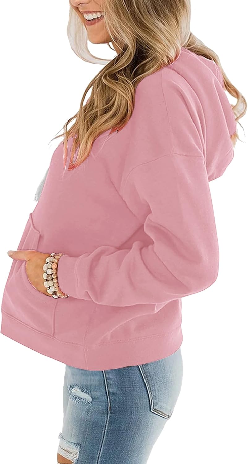 Women Hoodies Pullover Casual Thin Sweatshirts with Pockets Loose Fit Long Sleeve Drawstring Design Hoody Sweatshirt - Image 2