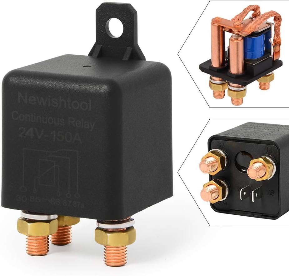 24V 150 AMP Continuous Relay High Current Starter Switch On/Off Power Control Contactor, Automotive Starter Relay SPDT Split Charger Normally Open/Closed Switch Relay for Boat Van Car