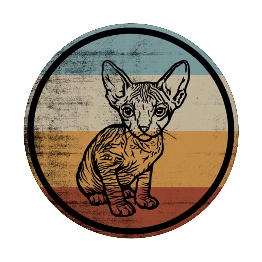 Retro Vintage Design Sphynx Cat PopSockets Swappable PopGrip, Black - Image 3