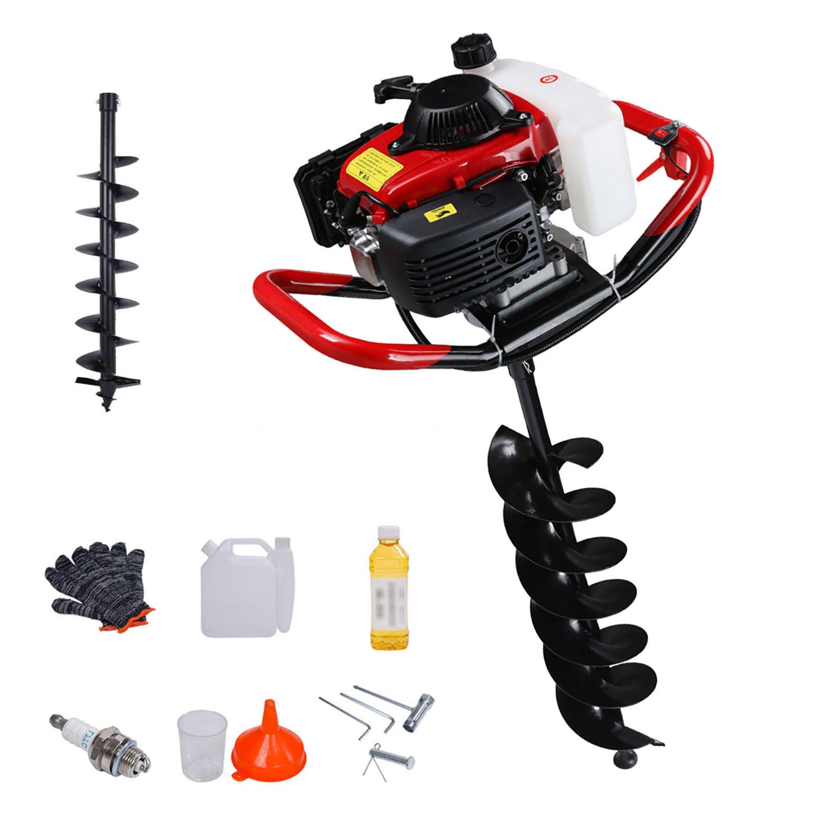 ALSUP 4-Stroke Auger Post Hole Digger, Petrol Earth Auger with 9 Types of Drill Bits Optional for Fence Posts, Garden Soil & Tree Planting 20cm