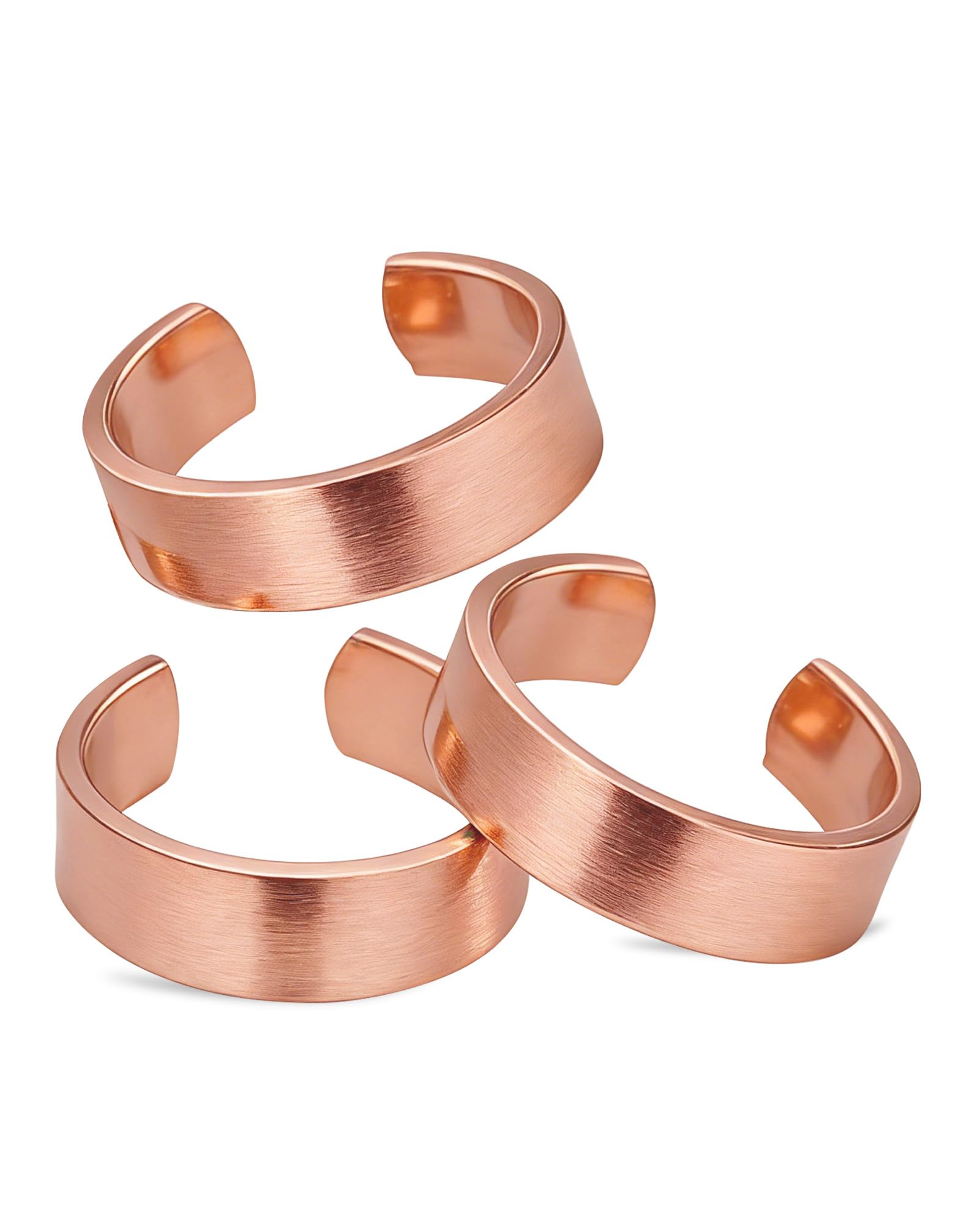 BioMag Juego de 3 anillos de cobre hechos a mano, 100 % cobre puro sin tratar, anillos de meditación, juego de anillos de artesanía tibetana (vintage)
