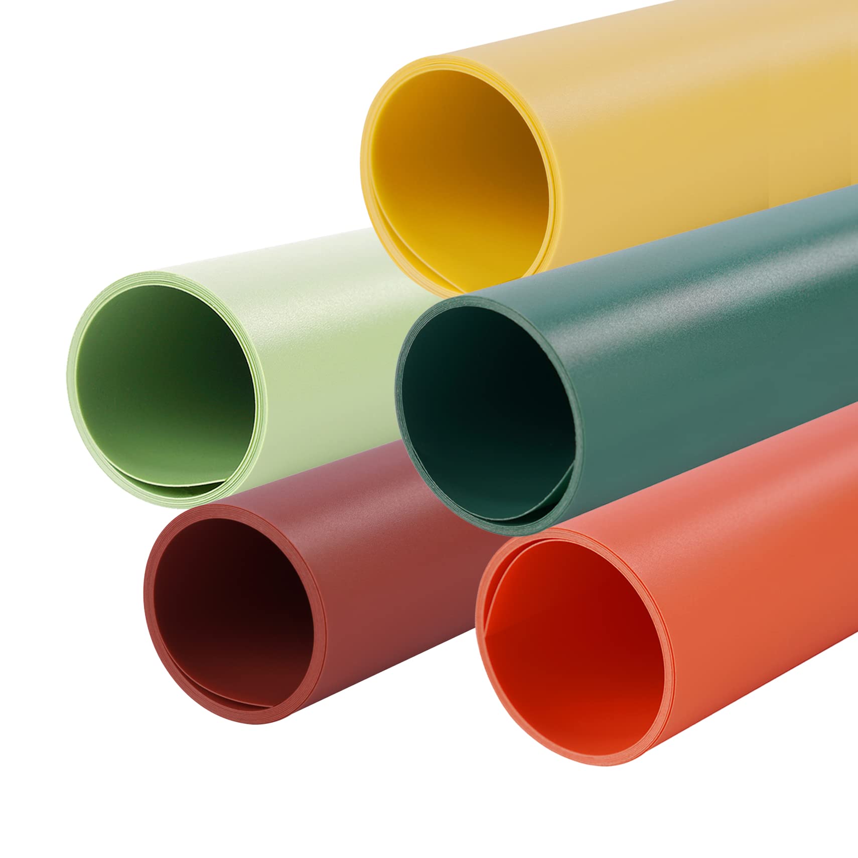Selens 5 sfondi in PVC, 70 x 150 cm, per fotografia, studio, impermeabile, rosso, verde, giallo, arancione, verde fresco, background per prodotti alimentari, cosmetici, video backdrop