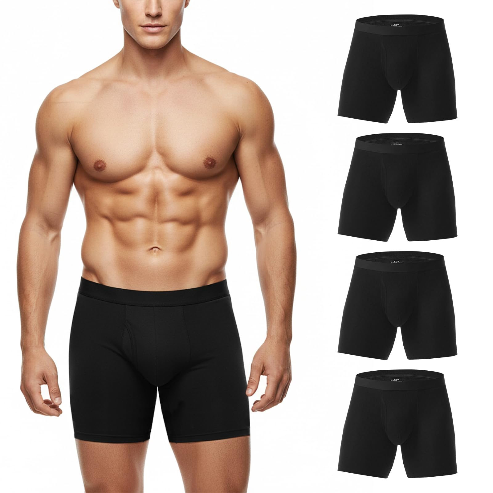 ZAKASA Boxershorts Herren Lange Bein: Baumwolle Unterhosen Unterwäsche mit Eingriff Ohne Kratzenden Zettel