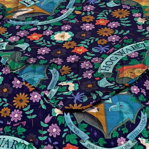 Image of Harry Potter Botanical Crests Twin Quilted Throw Blanket Adults Boys Girls, Soft Lightweight Bedding for Bed, or Couch, 60 x 90 inches