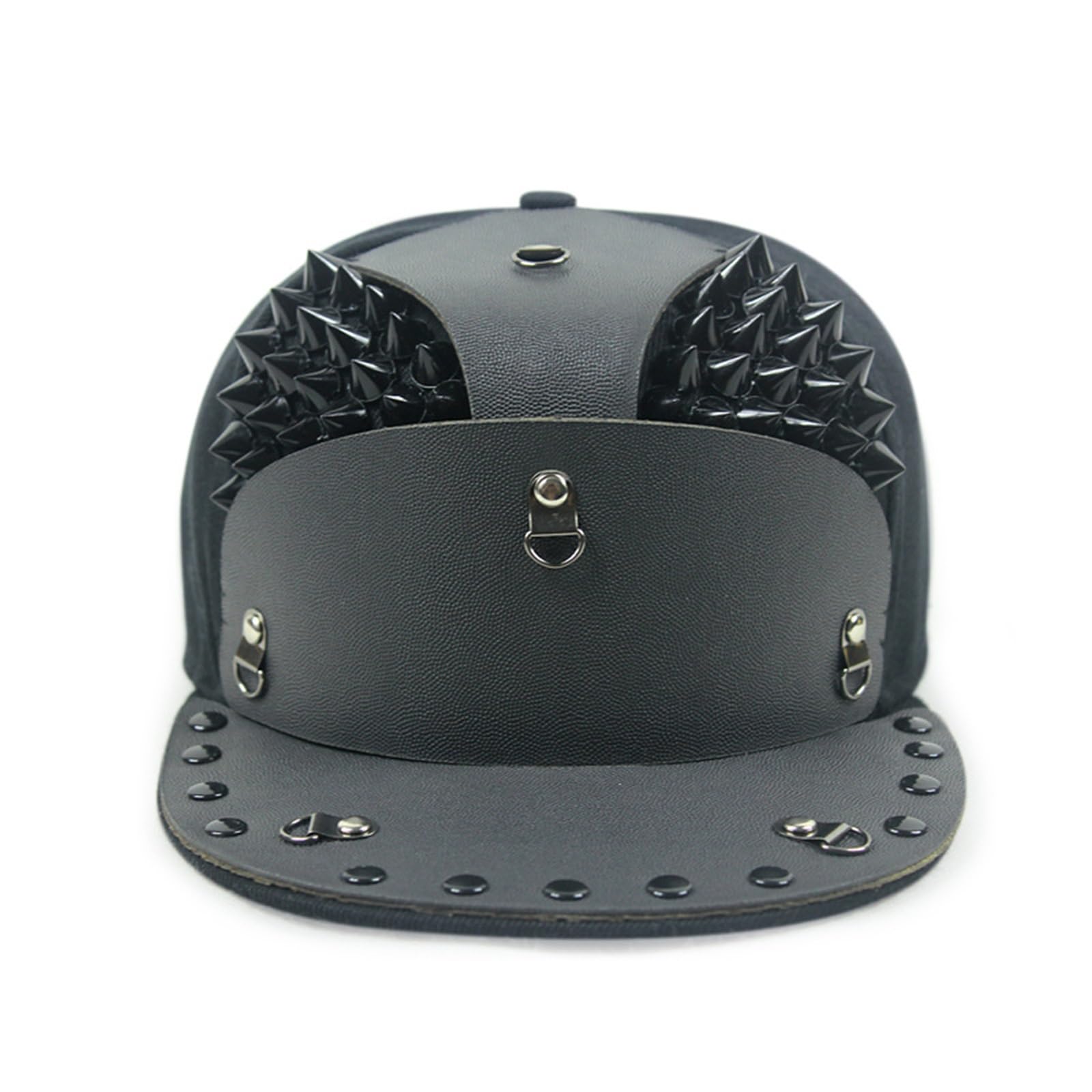 Cappello da Baseball Cappello a Tesa Piatta Hip Hop con Borchie in salice con Armatura in Stile Punk(Nero 1)