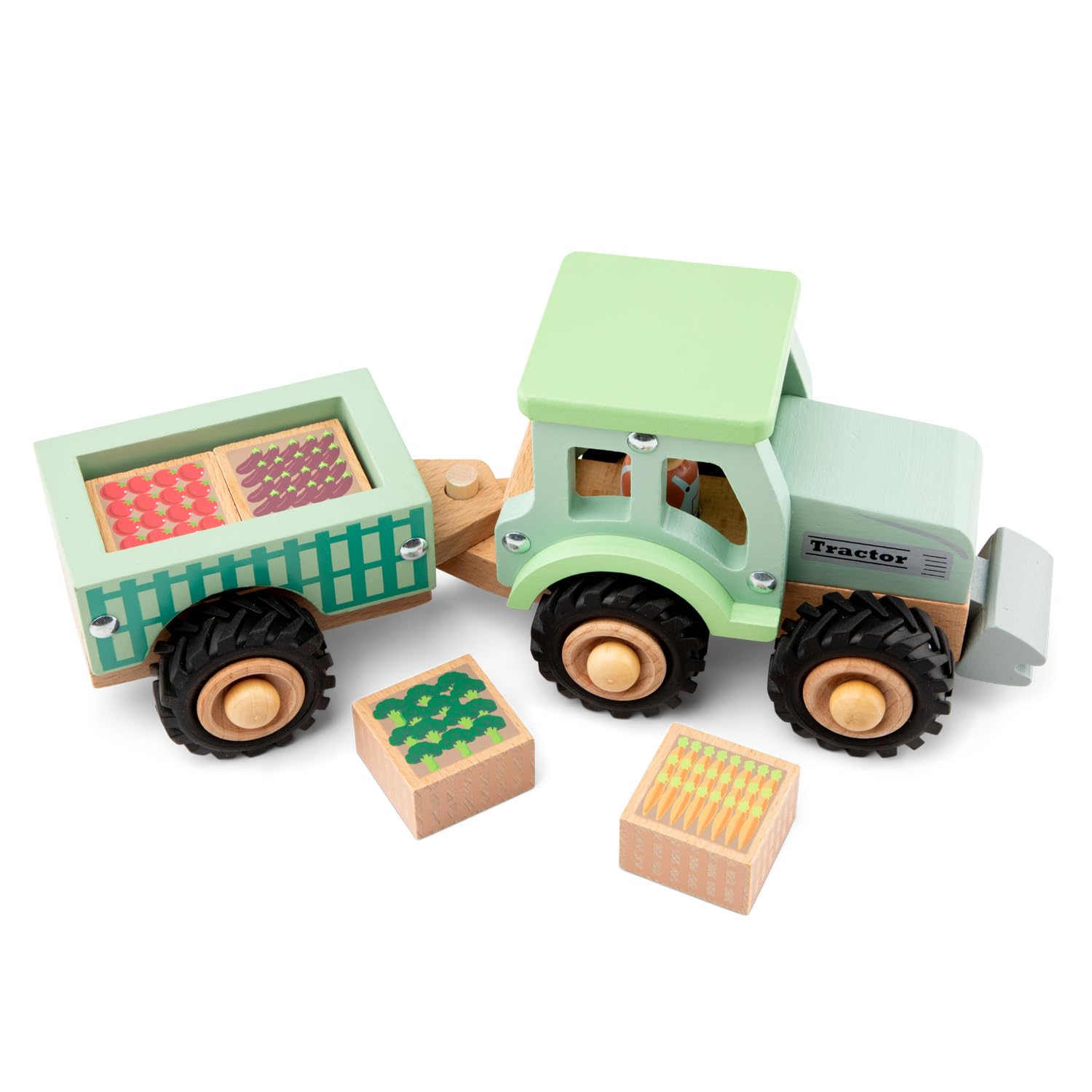 Woet® Set Veicoli da Costruzione Giocattolo in Legno per Bambini - 3 Pezzi - Gioco di Piccolo Mondo - Giocattolo di Imitazione - A Partire da 2 Anni