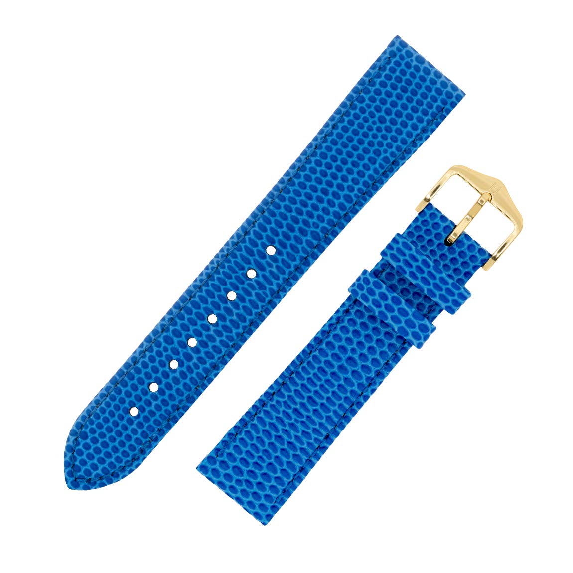 HirschRainbow Lizard Embossed Leather Watch Strap with Buckle in Royal Blue