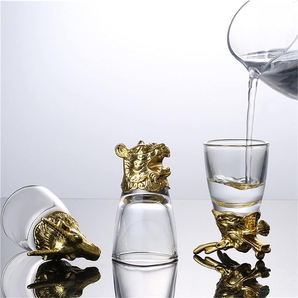 Household Crystal Glass 12 Zodiac White Wine Glasses Decanter Set Restaurant Party Chinese Retro Gift Bar Sets