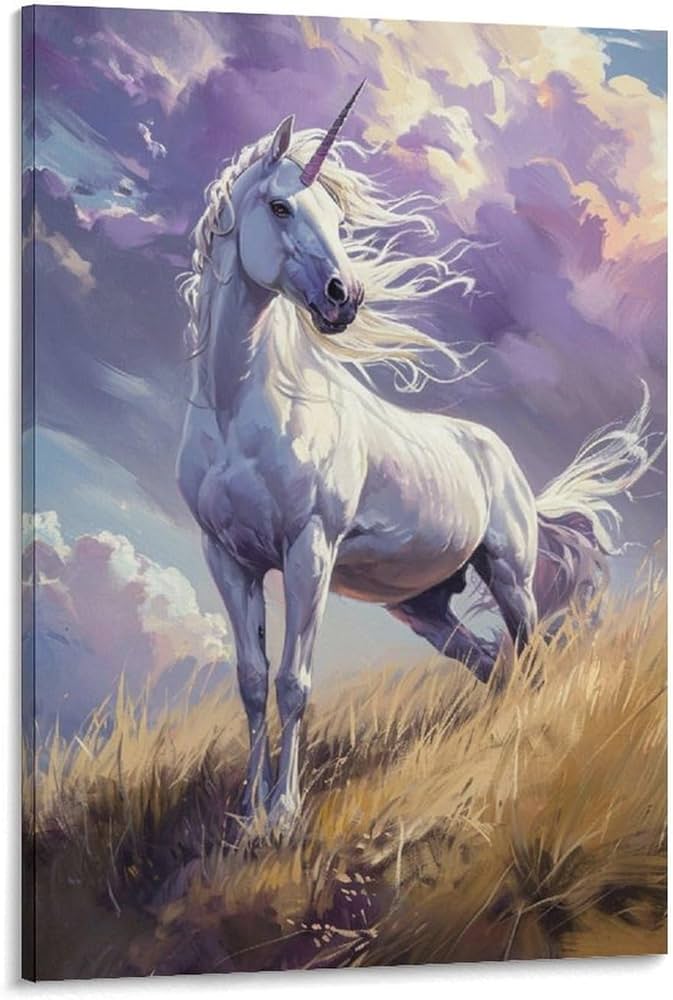 Amazon.co.jp: 絵画 荒野のユニコーンインテリア 絵画 動物イラスト