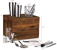 Vista 9 de PICNIC TIME NFL Madison Acacia - Juego de herramientas de barra de mesa, kit de camarero con soporte, juego de accesorios de bar