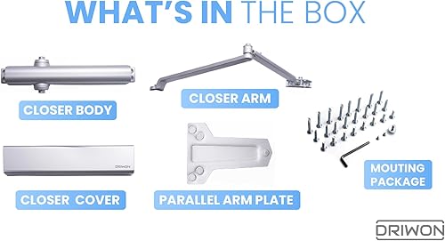 Miniatura 7 de Cierrapuertas comercial resistente DRIWON DN-8220 ajustable 1-6, grado 1, 3 horas para puertas de metal e interiores de madera, estilo automático de