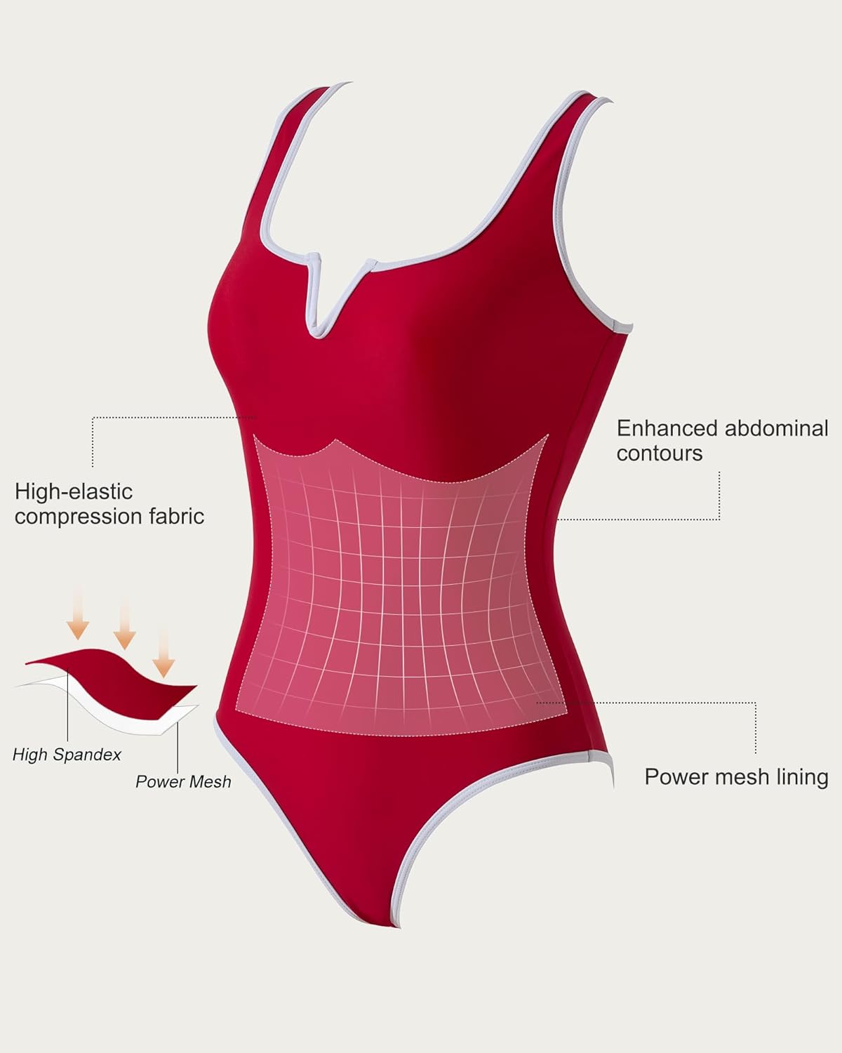 SUUKSESS Women Sexy Tummy Control One Piece Swimsuits High Cut Bathing Suit 2026 - Image 3