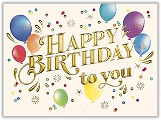 25 Birthday Cards - Colorful Balloon Design - Gold Foil Embossing - 26 G...