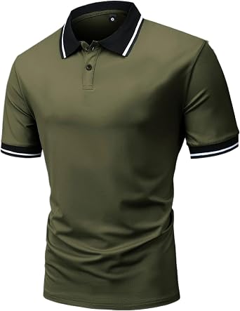 Mens Color Block Lapel Workout T-Shirts Casual Regular Fit Outdoor Tees Short Sleeve Polo Summer T-Shirt