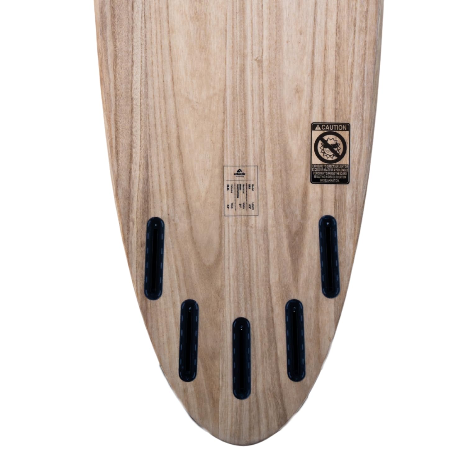 Atlantic Boards | Tabla de Surf | Ray | 6'3" x 21" x 2.5" - 36.6L | Resina Epoxi & Madera Natural | Sistema Future Fins: 5 Quillas
