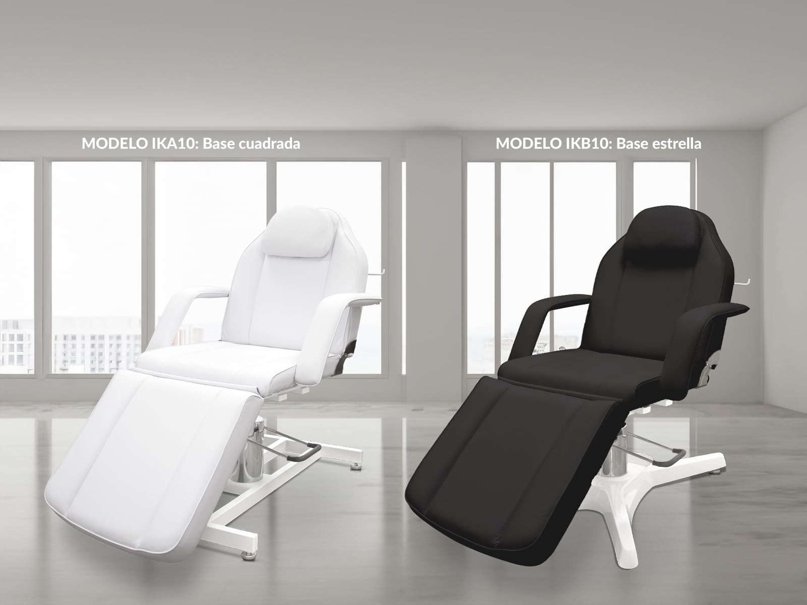 QUIRUMED Sillón hidráulico Pro, 3 cuerpos, Color Blanco, Estructura metálica, Giratorio 360º, Reposapiés Ajustable, Agujero Facial, Reposabrazos extraíbles, hasta 200 kg