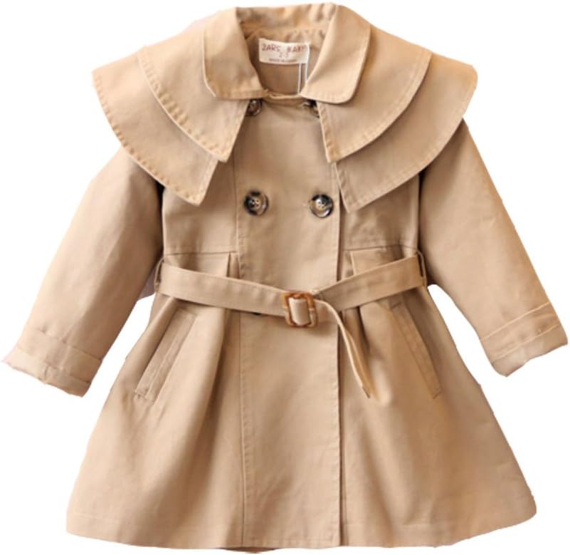 Kids Baby Girls Spring Autumn Trench Coat Fashion Wind Proof Jacket Double-Breasted Flounced Windbreaker