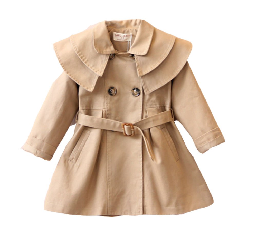 Kids Baby Girls Spring Autumn Trench Coat Fashion Wind Proof Jacket Double-Breasted Flounced Windbreaker