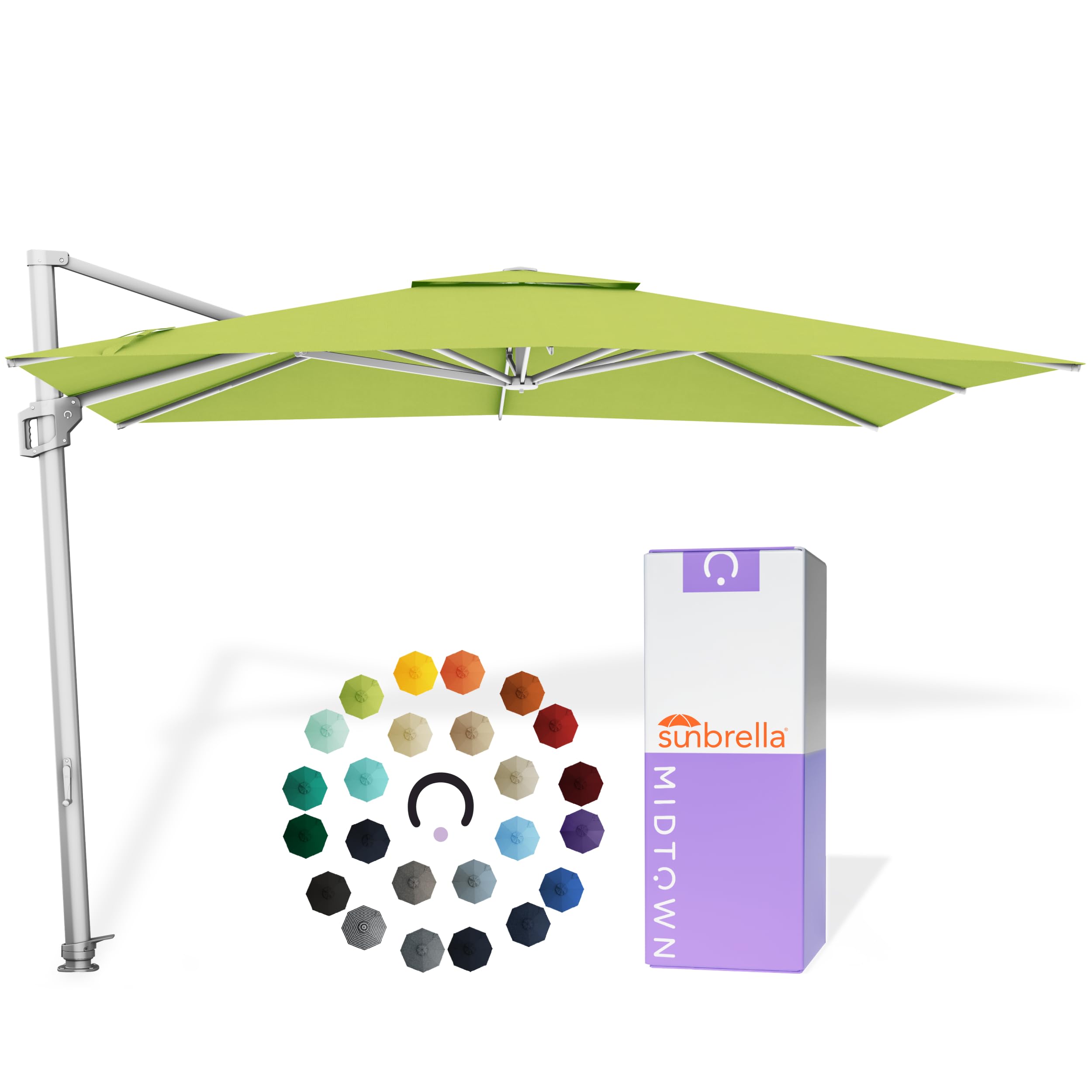 Midtown Umbrellas Grande Square - 9 x 9 Ft Cantilever Umbrella